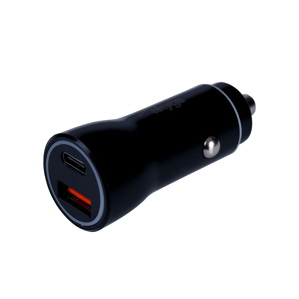 Įkroviklis Akyga AKYGA Automobilinis įkroviklis 12/24V AK-CH-16 36W USB-A + USB-C PD Quick Charge 3.0 5-12V / 1.5-3A juodas