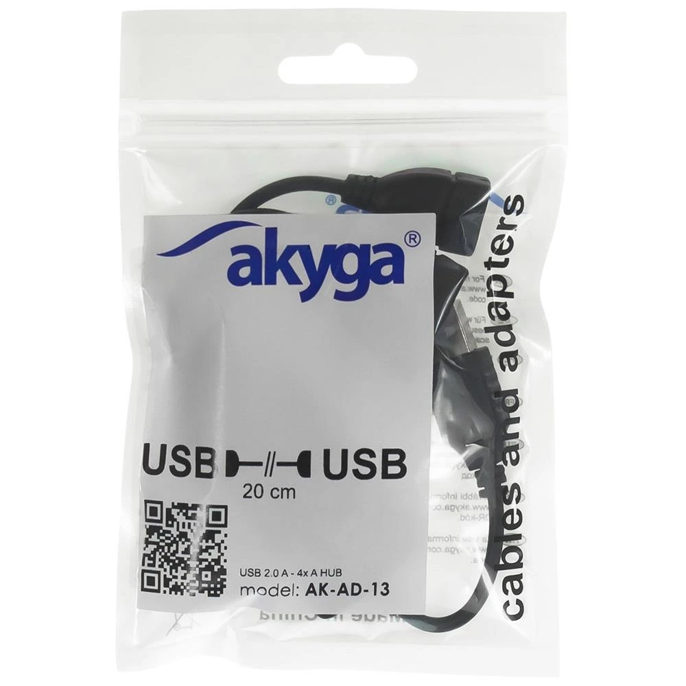 USB šakotuvas Akyga AK-AD-13 (4xUSB 2.0) juodas