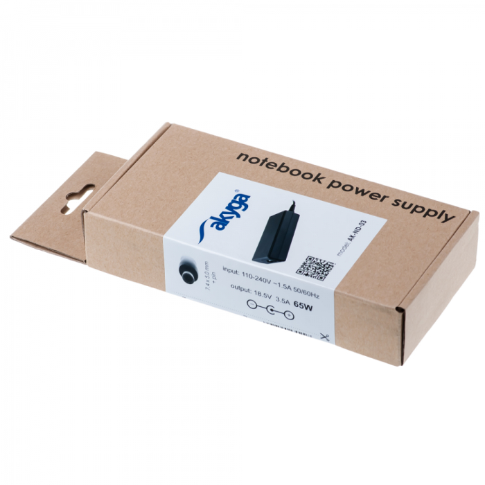 Kintamosios srovės adapteris akyga ak-nd-03 nešiojamam kompiuteriui Compaq, AG (18,5 v; 3,5 a; 65w; 7,4 mm x 5 mm)