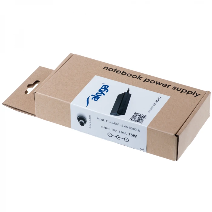 Nešiojamojo kompiuterio pakrovėjas Akyga AK-ND-02 (19V / 3.95A 75W 5.5 x 2.5mm) ASUS / TOSHIBA / LENOVO 1.2m