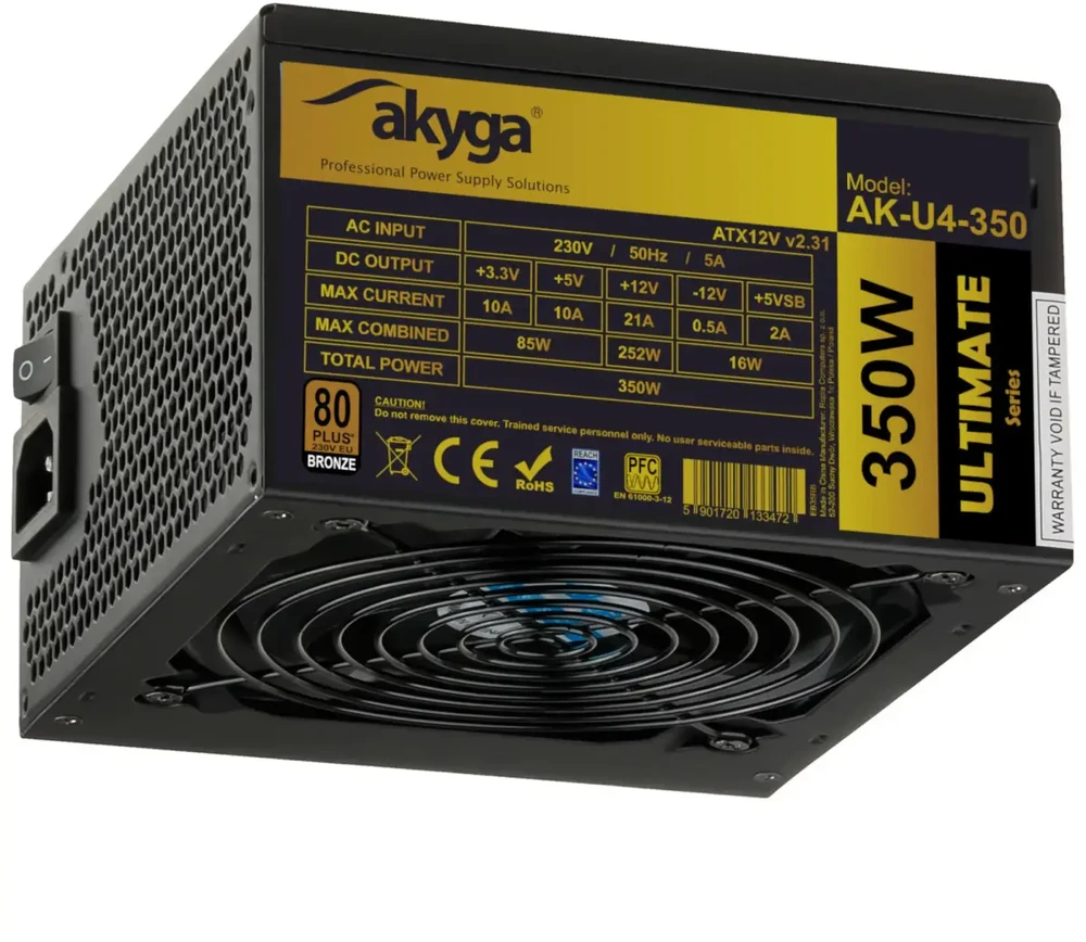 Akyga Ultimate ATX maitinimo šaltinis 350W AK-U4-350 80+bronzinis ventiliatorius12cm P8 4xSATA PCI-E