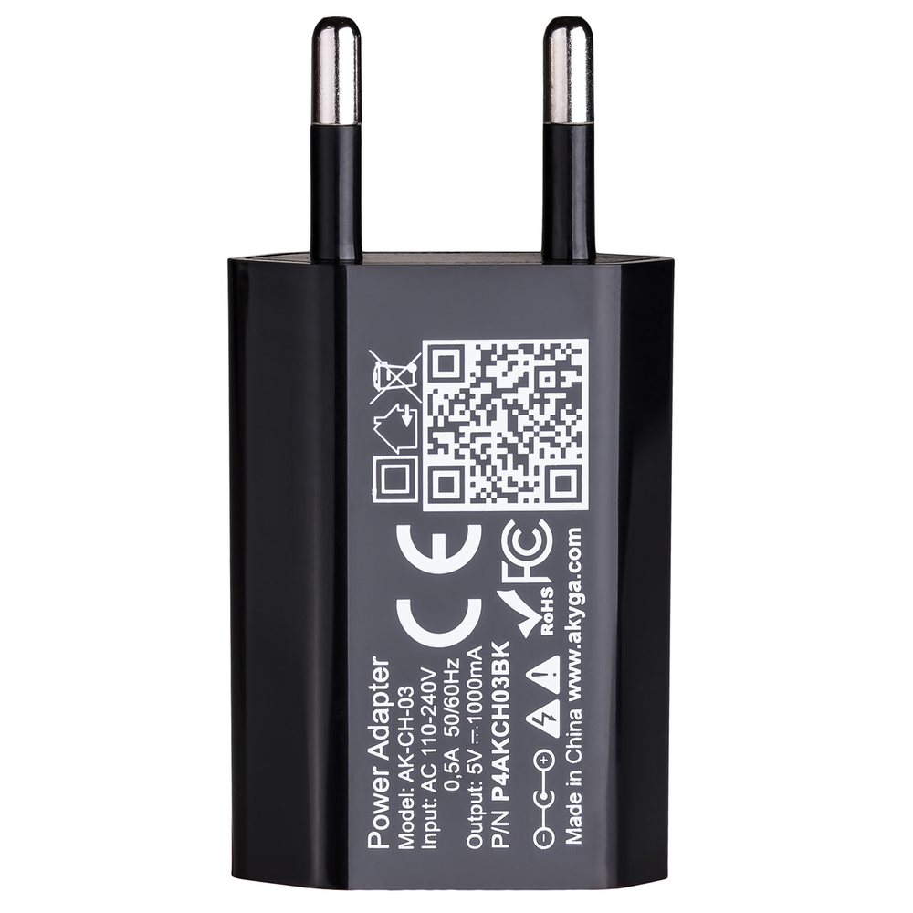 AKYGA Įkroviklis jungiama į tinklą AK-CH-03BK 5W USB-A 5V / 1A juoda