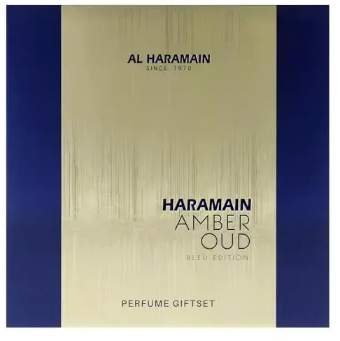 Al Haramain Amber Oud Bleu Edition rinkinys: 75ml EDP purškiklis + 30ml EDP purškiklis + 200ml dezodorantas