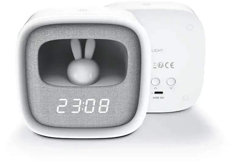 Žadintuvas su LED Bunny naktine lempute PURE FNL-06 AURORA baltos spalvos square Forever Light