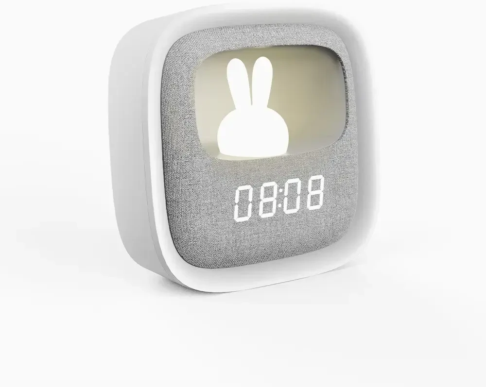 Žadintuvas su LED Bunny naktine lempute PURE FNL-06 AURORA baltos spalvos square Forever Light