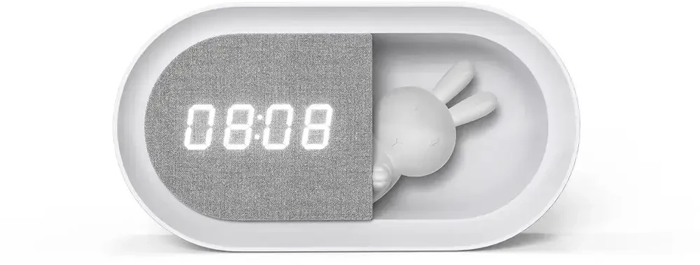 Žadintuvas su LED Bunny naktine lempute PURE FNL-05 INGRID baltos spalvos ilgas Forever Light