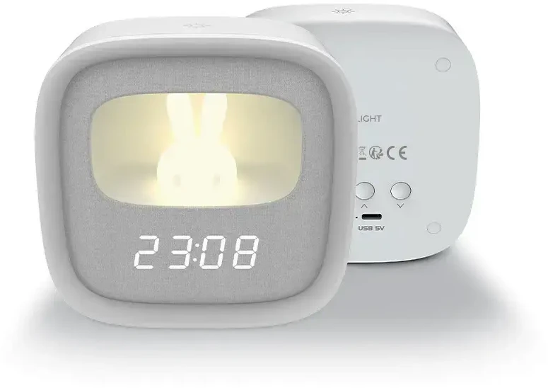 Žadintuvas su LED Bunny naktine lempute PURE FNL-06 AURORA baltos spalvos square Forever Light