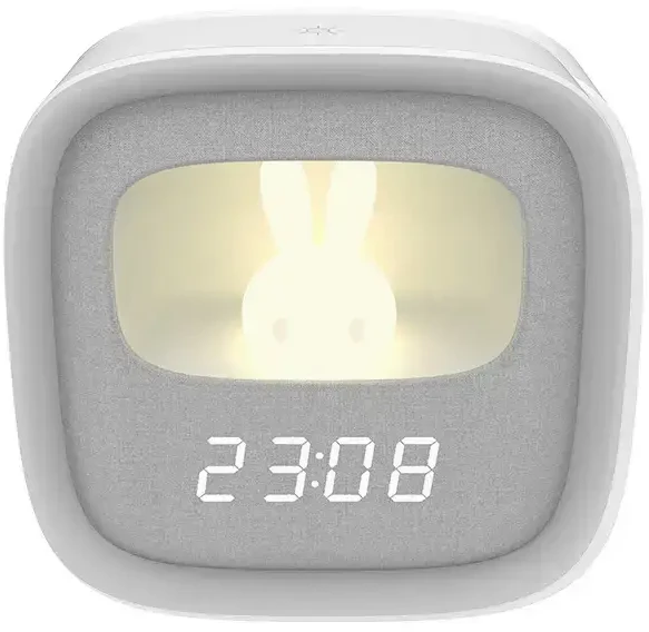 Žadintuvas su LED Bunny naktine lempute PURE FNL-06 AURORA baltos spalvos square Forever Light