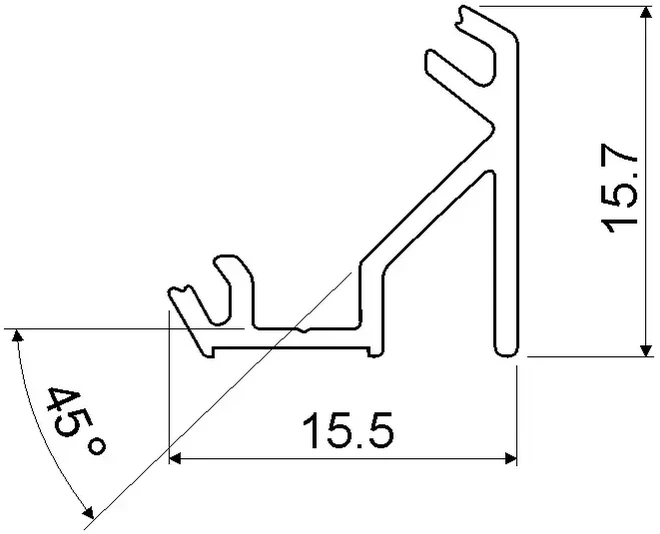 Aliuminio profilis LED juostai EUROLIGHT, kampinis, baltos spalvos, 1m kompl