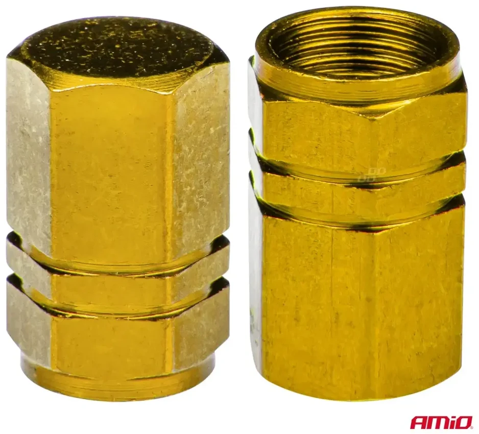 Aliuminio vožtuvų dangteliai, geltoni, 4 vnt., amio-03633