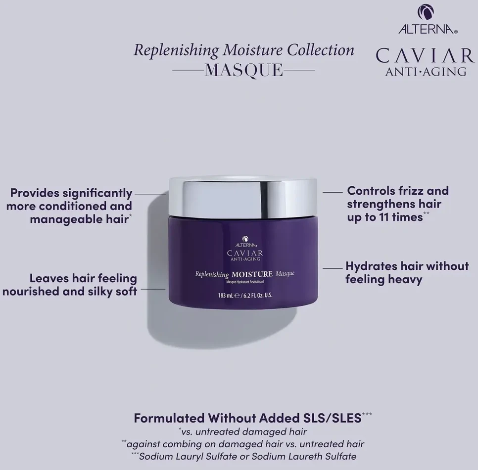 Ziaja Alterna Caviar Anti-Aging Jauninamasis Moisture Masque kaukė sausiems plaukams, 183 ml
