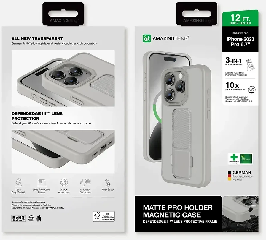 Amazing Thing Matte Pro Mag dėklas telefonui 12FT IP156.7PMPGY Apple iPhone 15 Pro Max titanium