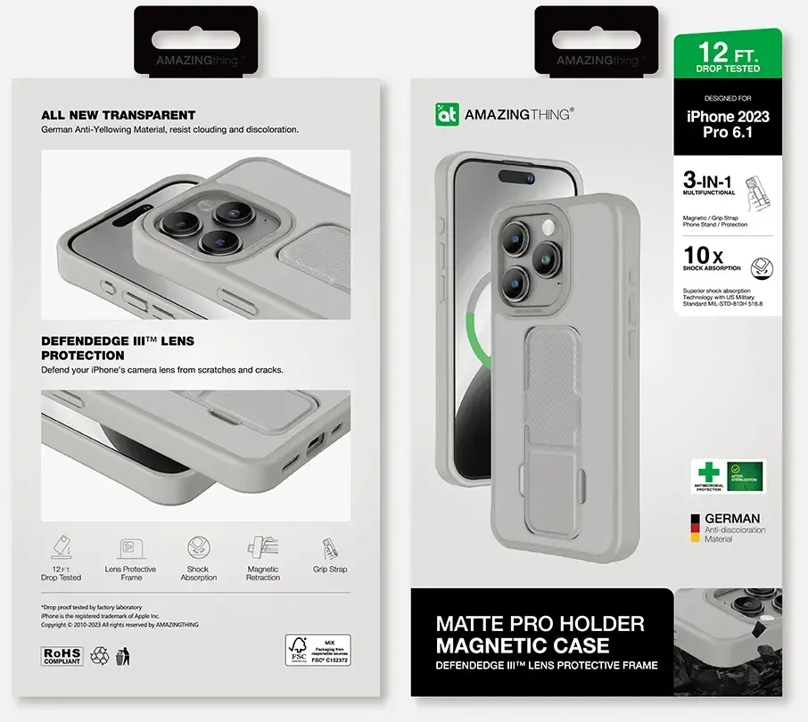 Amazing Thing Matte Pro Mag dėklas telefonui 12FT IP156.1PMPGY Apple iPhone 15 Pro titanium