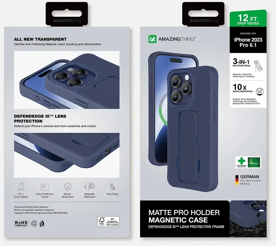 Amazing Thing Matte Pro Mag dėklas telefonui 12FT IP156.1PMPBU iPhone 15 Pro mėlynos spalvos