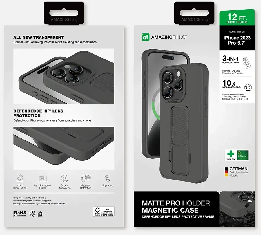 Amazing Thing Matte Pro Mag dėklas telefonui 12FT IP156.7PMPBK Apple iPhone 15 Pro Max juodos spalvos