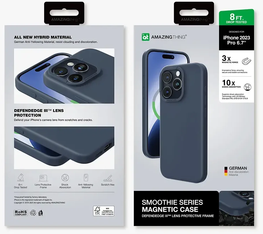 Amazing Thing Smoothie Magsafe dėklas telefonui 8FT IP156.7PSMBU Apple iPhone 15 Pro Max mėlynos spalvos