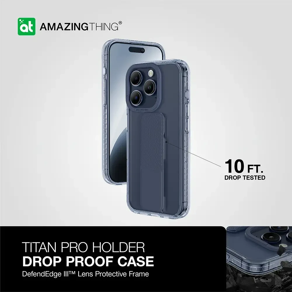 Amazing Thing Titan Pro Holder dėklas telefonui 10FT IP156.7PTHBU Apple iPhone 15 Pro Max mėlynos spalvos su stoveliu