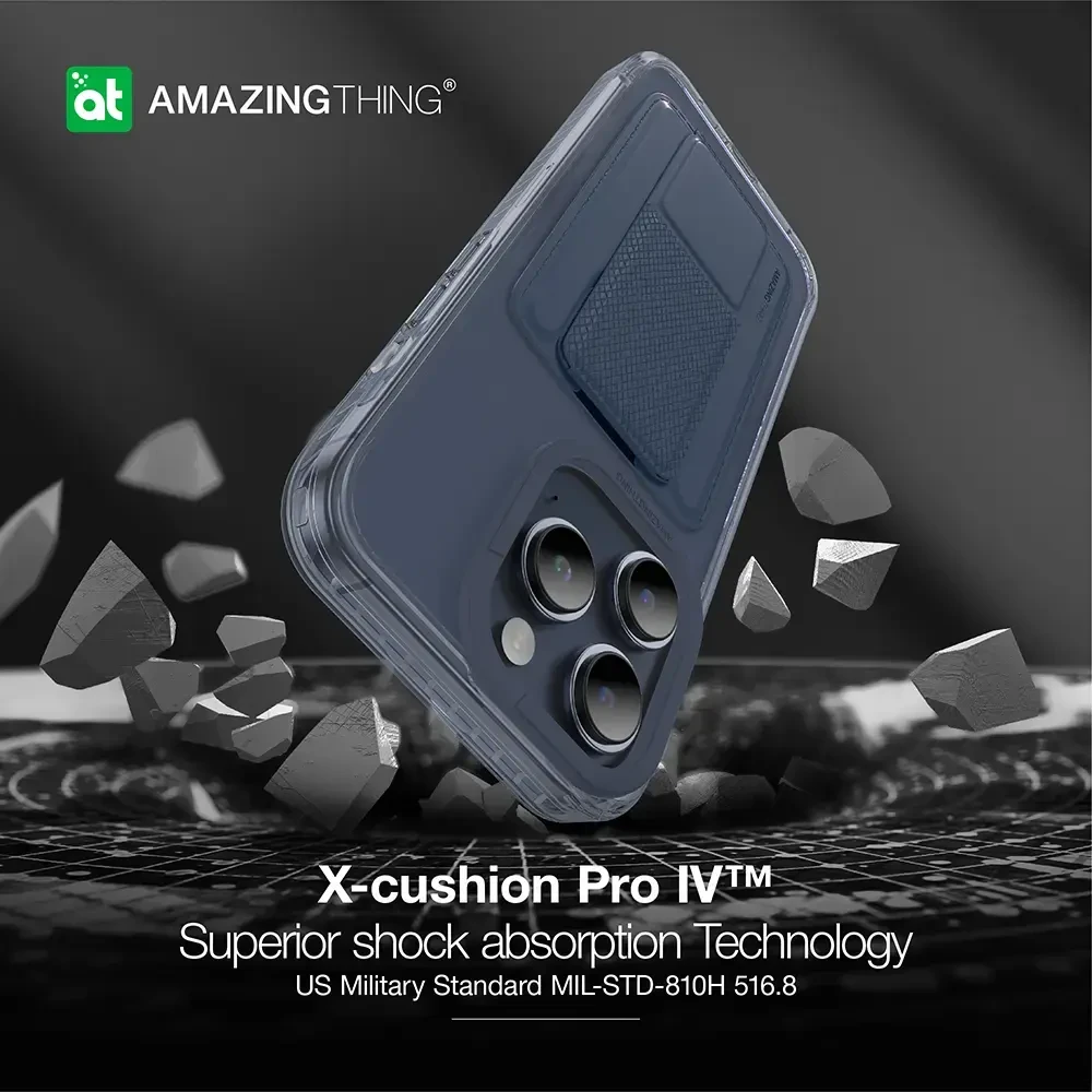Amazing Thing Nuostabus dalykas „Titan Pro Mag“ piniginės dėklas telefonui 10FT IP156.1PTWBU „iPhone 15 Pro“ mėlynos spalvos su stovu