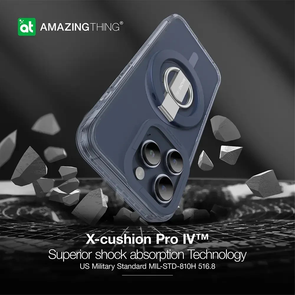 Amazing Thing Titan Pro Mag Ring Grip dėklas telefonui 10FT IP156.1PTRBU iPhone 15 Pro mėlynos spalvos