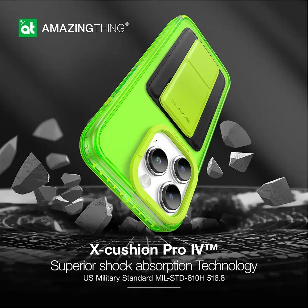 Amazing Thing Titan Pro Neon Mag Wallet dėklas telefonui 10FT IP156.7PTWGN Apple iPhone 15 Pro Max žalias su stoveliu