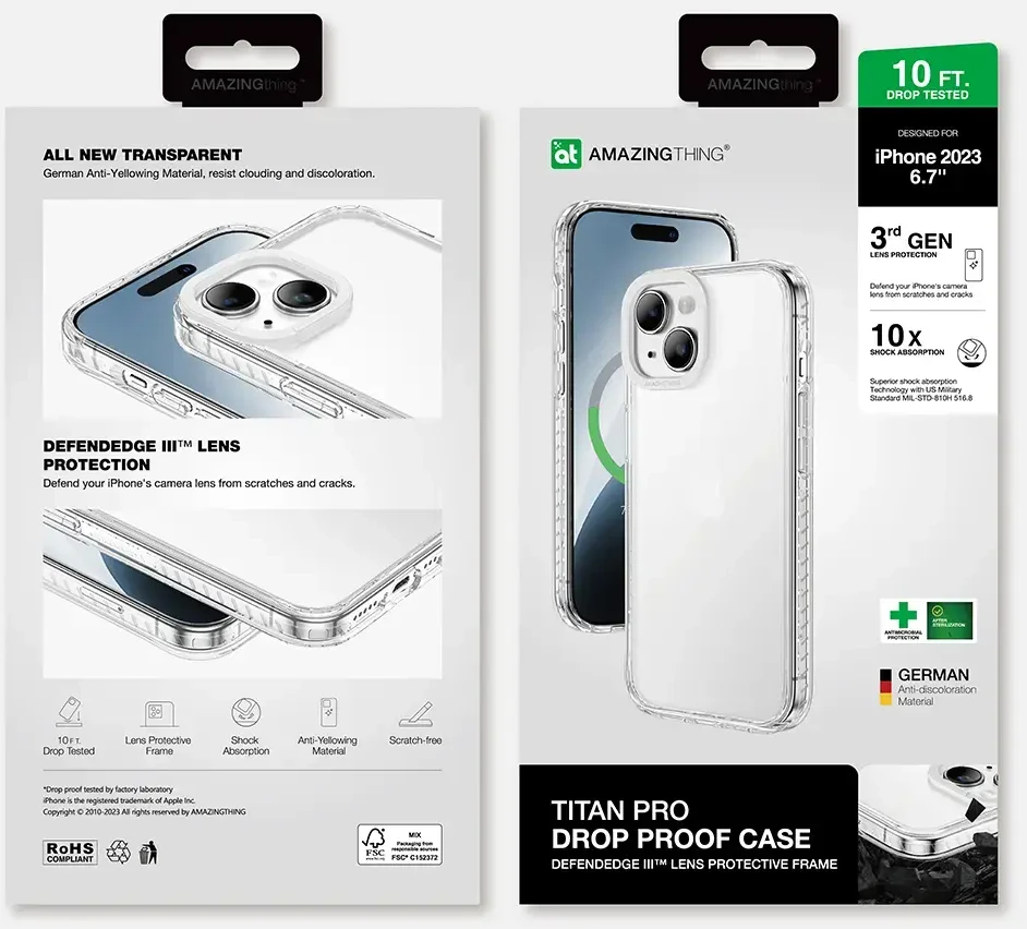 Amazing Thing Titan Pro dėklas telefonui 10FT IP156.7TPCL do Apple iPhone 15 Plus skaidrus