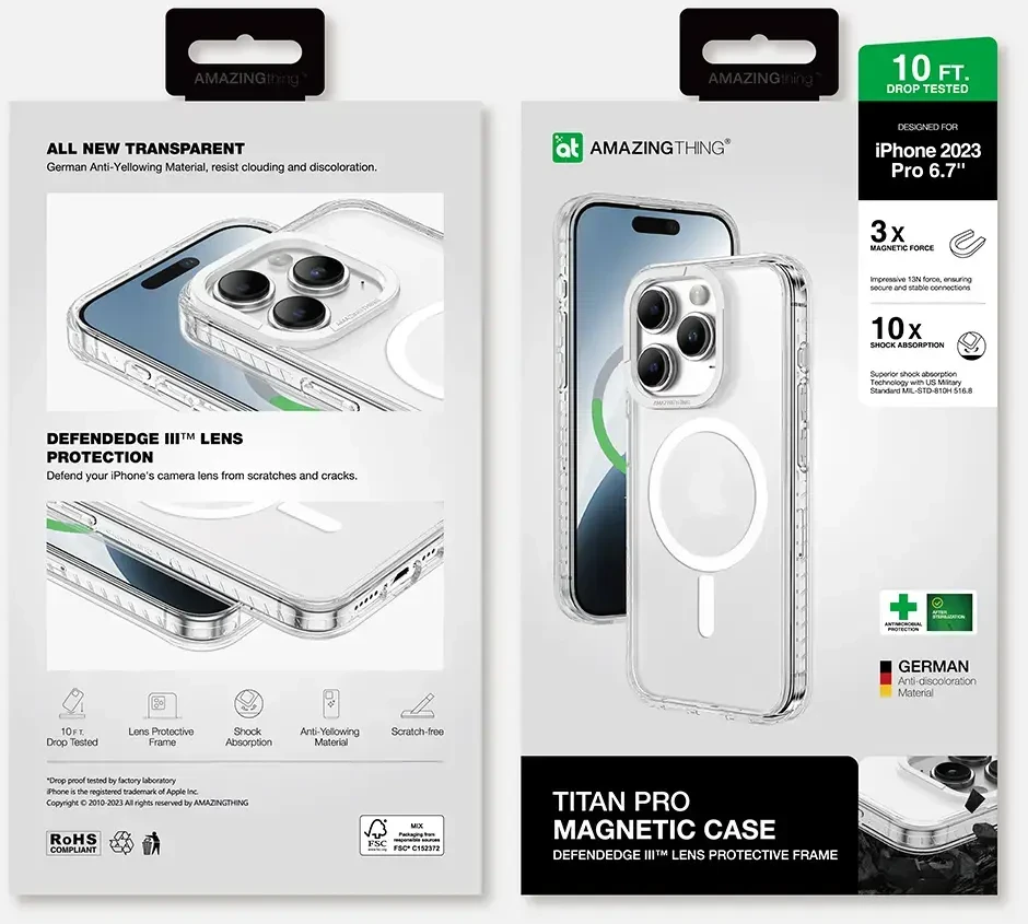 Amazing Thing Titan Pro Magsafe dėklas telefonui 10FT IP156.7TMCL iPhone 15 Plus skaidrus