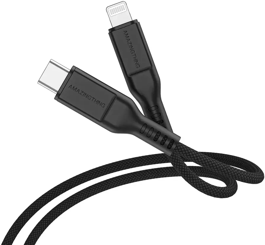 Amazing Thing kabelis Tough Pro CLC120MTOBK – Type C į Lightning – PD 30W 3,2A 1,2 metras juodos spalvos