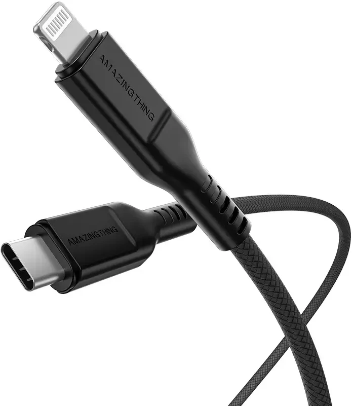Amazing Thing kabelis Tough Pro CLC120MTOBK – Type C į Lightning – PD 30W 3,2A 1,2 metras juodos spalvos