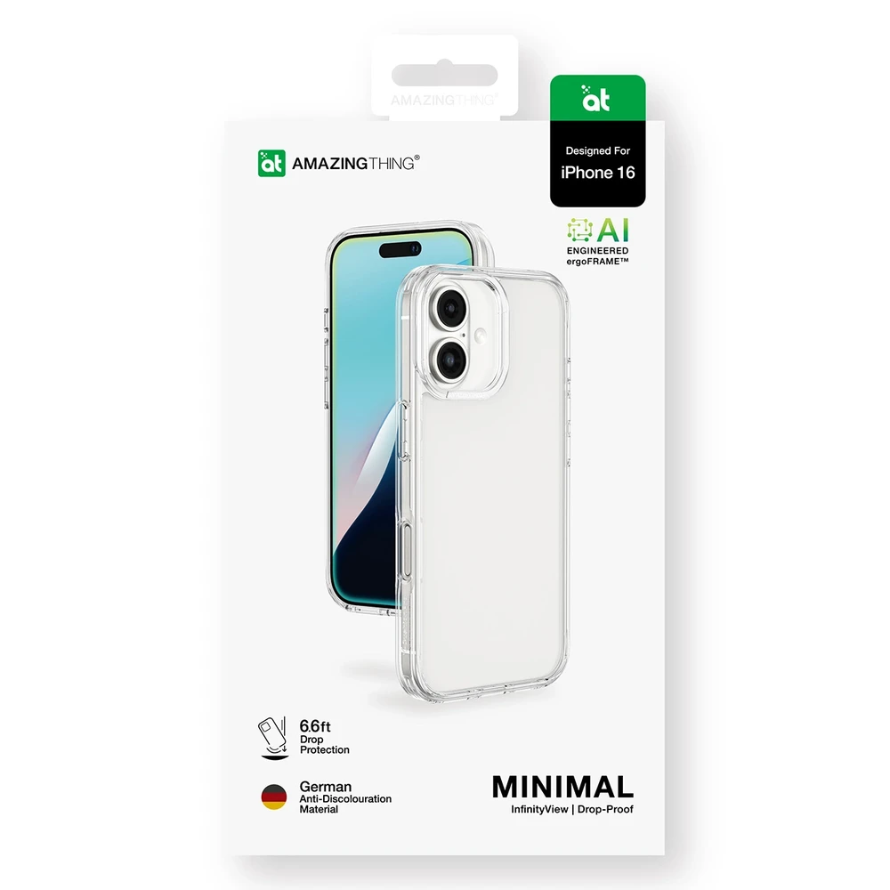 AmazingThing Minimal dėklas skirtas Apple iPhone 16 Silicone dėklas – skaidrus