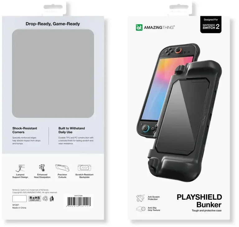 AmazingThing PlayShield Bunker apsauginis dėklas skirtas Nintendo Switch 2 – juodos spalvos