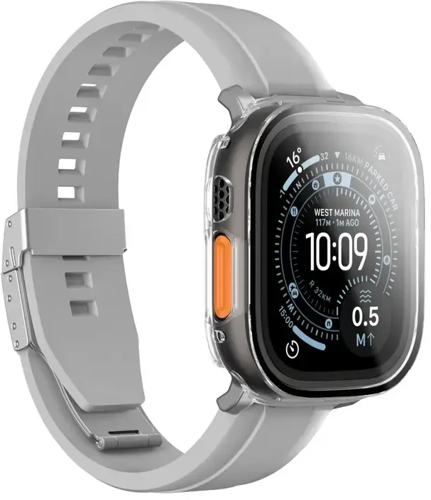 „AmazingThing Radix“ stiklinė ekrano apsauga su dėklu, skirtu „Apple Watch UItra 3“ 49 mm – skaidrus