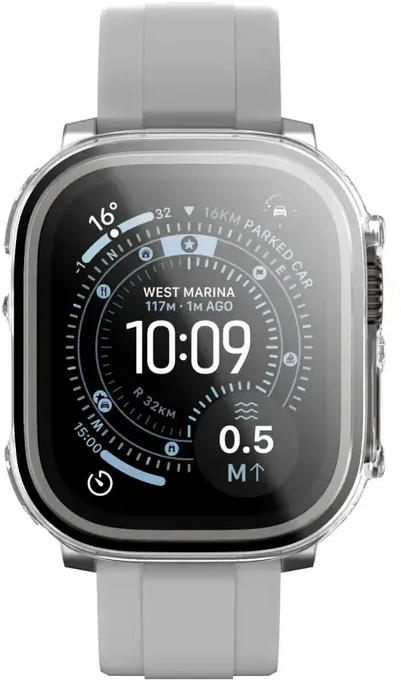 „AmazingThing Radix“ stiklinė ekrano apsauga su dėklu, skirtu „Apple Watch UItra 3“ 49 mm – skaidrus