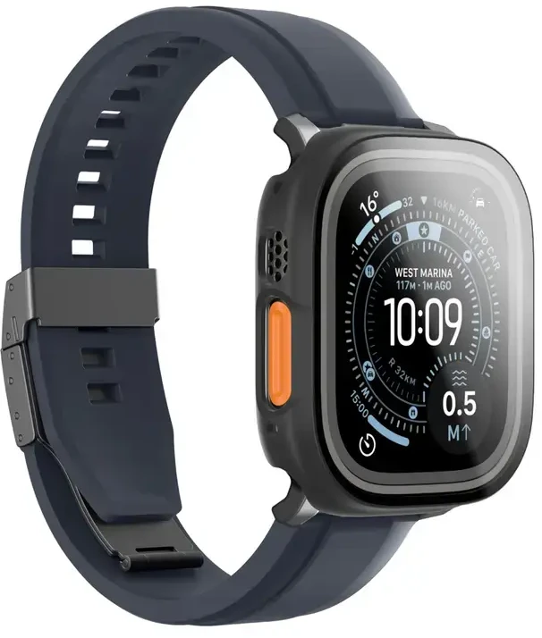 AmazingThing Radix Glass Screen Protector with dėklas skirtas Watch UItra 3 49mm – Juodas