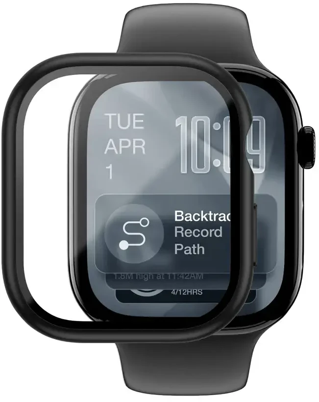 AmazingThing Radix Glass Screen Protector with dėklas skirtas Apple Watch Series 11 46mm – Juodas