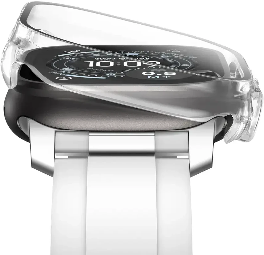„AmazingThing Radix“ stiklinė ekrano apsauga su dėklu, skirtu „Apple Watch UItra 3“ 49 mm – skaidrus
