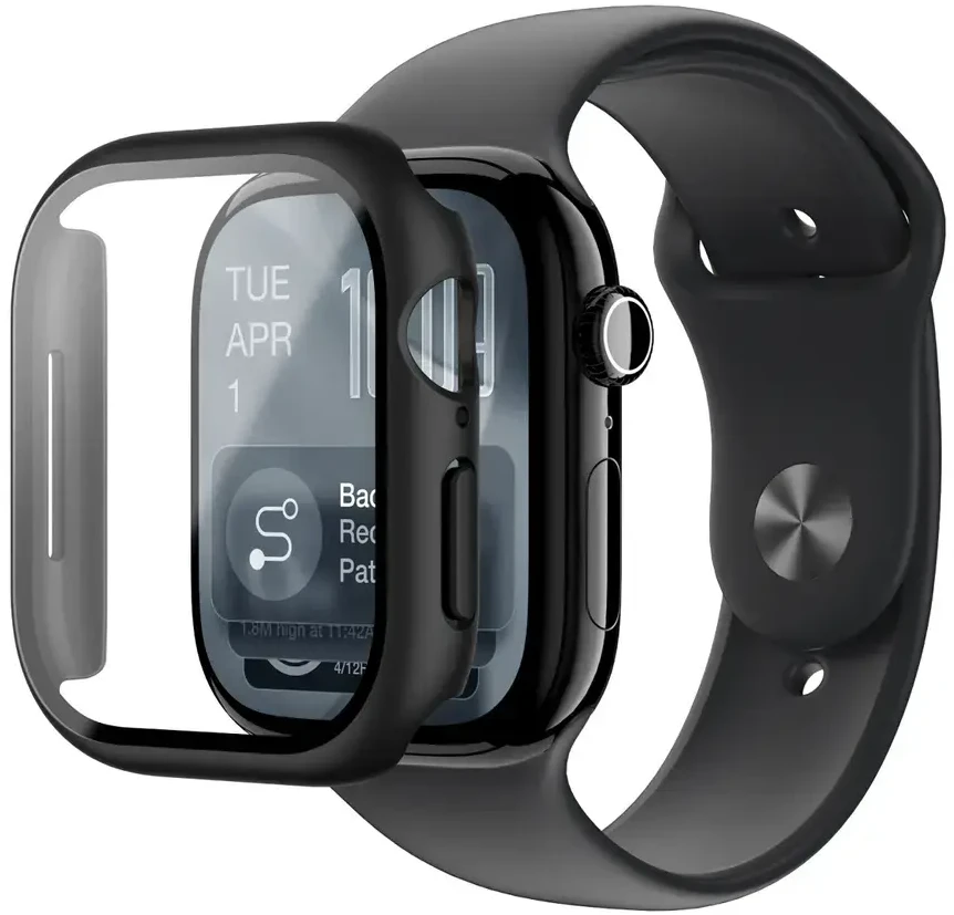AmazingThing Radix Glass Screen Protector with dėklas skirtas Apple Watch Series 11 46mm – Juodas