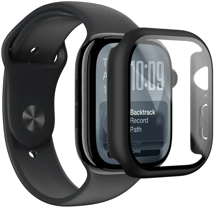 AmazingThing Radix Glass Screen Protector with dėklas skirtas Apple Watch Series 11 46mm – Juodas