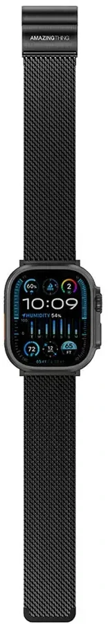 AmazingThing Titan Premium Metal Band for AppleWatch 38/40/41/42/44/45/46/49 mm – juodos spalvos