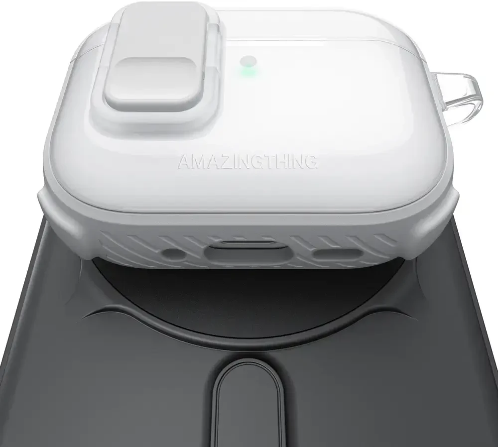 „AmazingThing Titan Pro Mag“ skaidrus dėklas, skirtas „AirPods Pro 3“ - Baltas