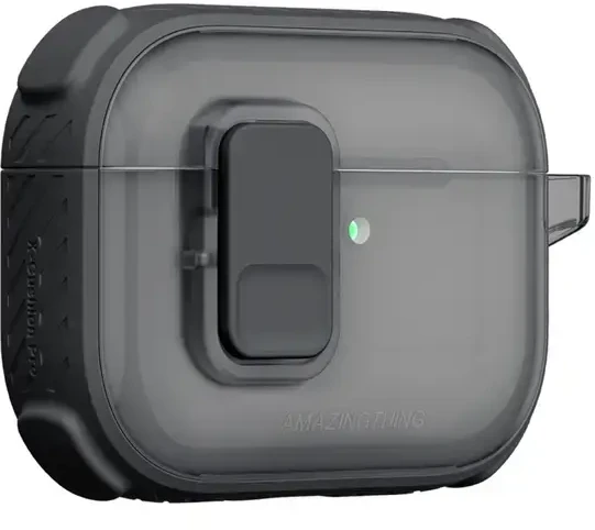 „AmazingThing Titan Pro Mag“ skaidrus dėklas, skirtas „AirPods Pro 3“ - Juodas