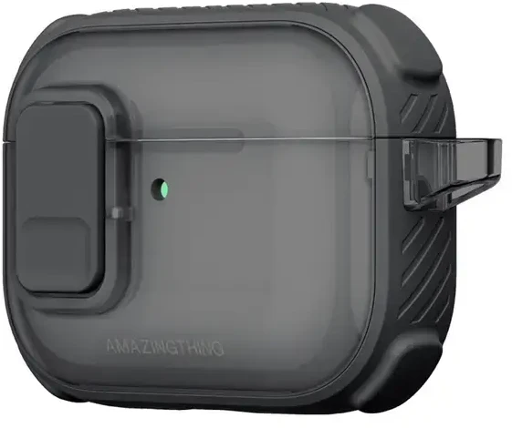 „AmazingThing Titan Pro Mag“ skaidrus dėklas, skirtas „AirPods Pro 3“ - Juodas