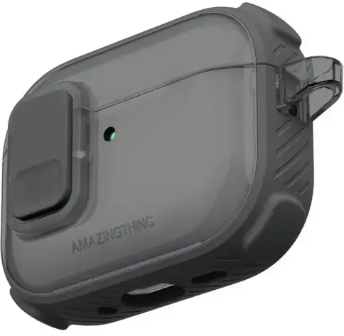 „AmazingThing Titan Pro Mag“ skaidrus dėklas, skirtas „AirPods Pro 3“ - Juodas