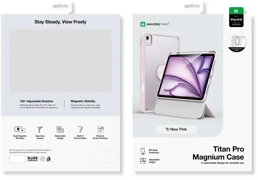 AmazingThing Titan Pro Mag Case for iPad 11" 2025 - Rožinė