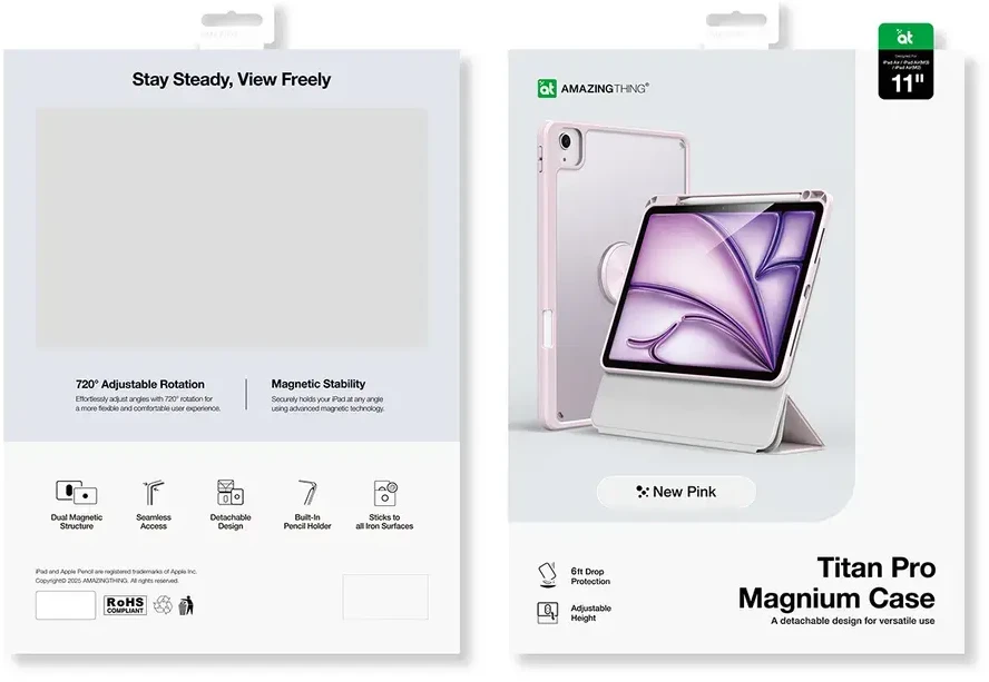 AmazingThing Titan Pro Mag Case for iPad Air M3 11" - Rožinė