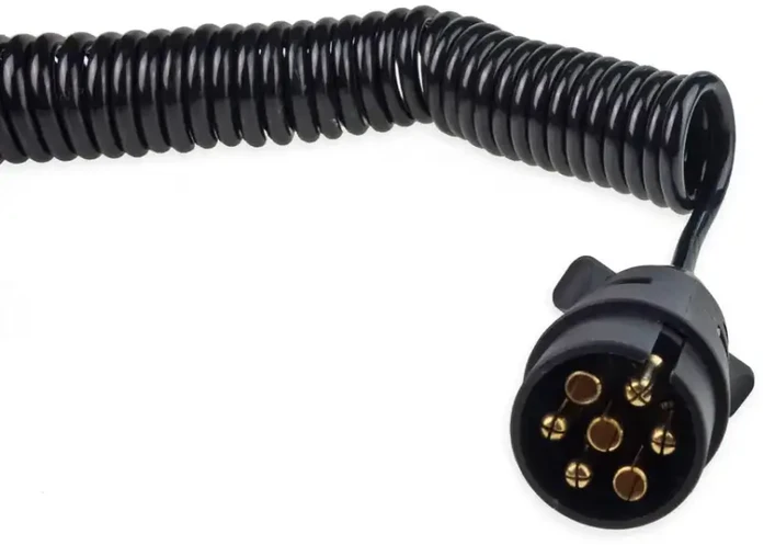 Spiralinis elektros laidas su kištukais 7 kontaktų 12v 6 m amio-02390