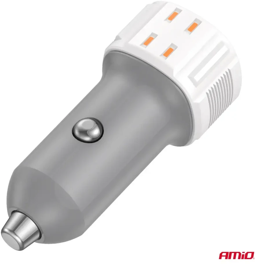 Automobilinis įkroviklis USB-A + USB-C 20W 12/24V AMiO-03882
