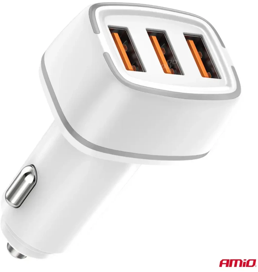 Automobilinis įkroviklis 2x USB-A + USB-C 32W 12/24V AMiO-03890