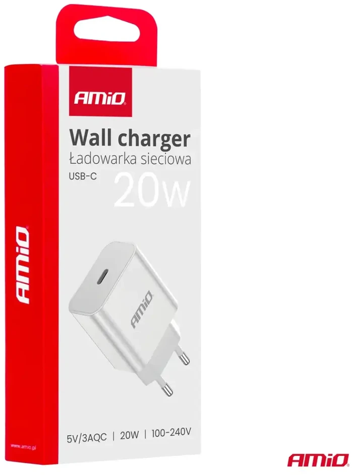 Sieninis įkroviklis USB-C 20W 230V AMIO-03891