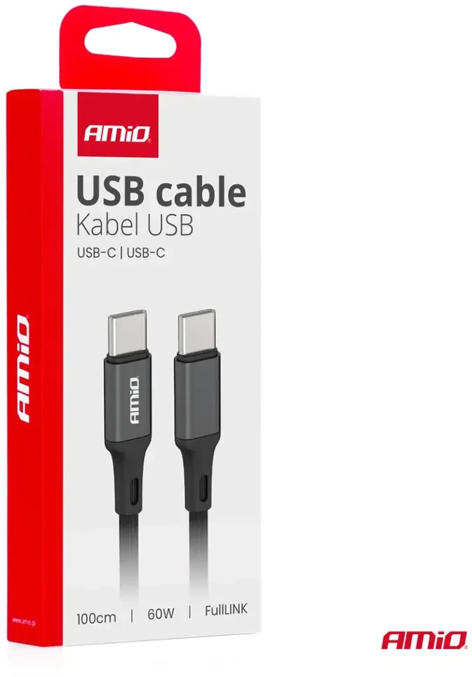 USB-C – USB-C kabelis 60W 100 cm FullLINK AMIO-03902