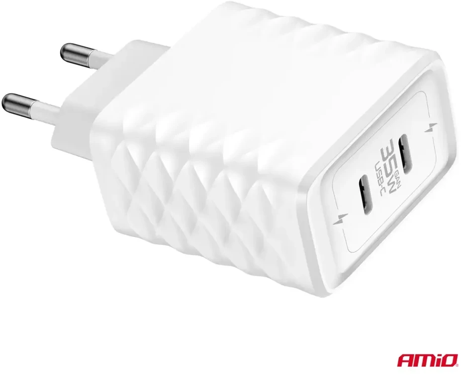 Sieninis įkroviklis Quick Charge 35W 2x USB-C AMIO-04288